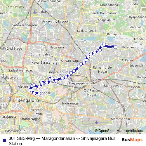 301 SBS-Mrg bus Line Map