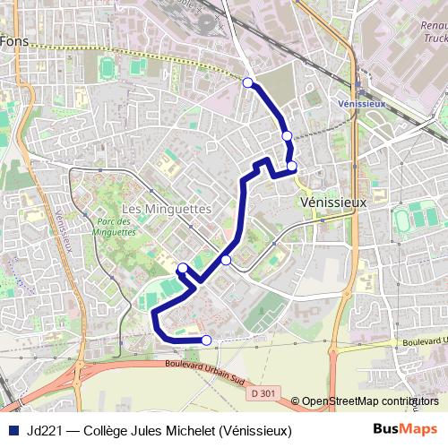 Jd221 bus Line Map