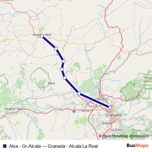 Alsa - Gr-Alcala bus Line Map
