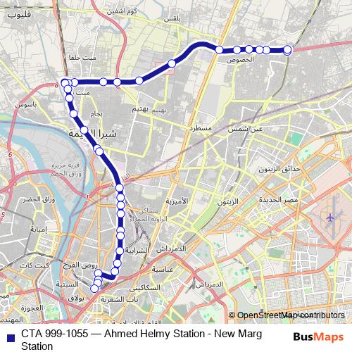 CTA 999-1055 bus Line Map