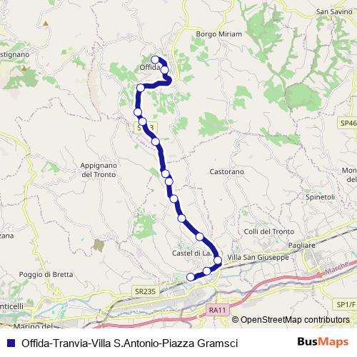 Offida-Tranvia-Villa S.Antonio-Piazza Gramsci bus Line Map