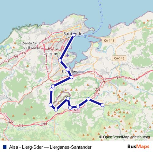 Alsa - Lierg-Sder bus Line Map