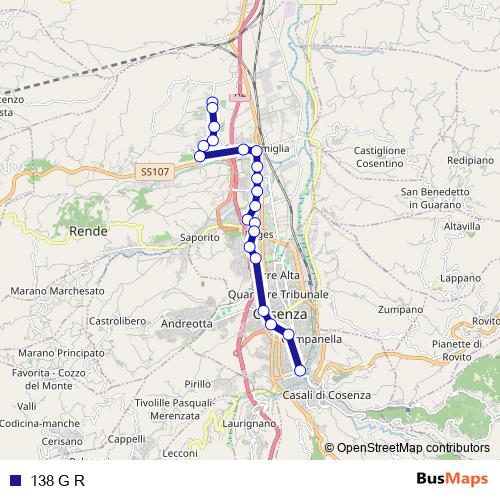 138 G R bus Line Map