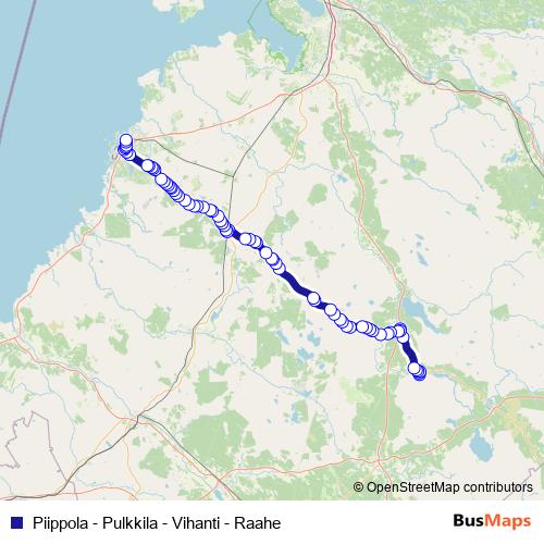 Piippola - Pulkkila - Vihanti - Raahe bus Line Map