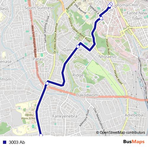 3003 Ab bus Line Map