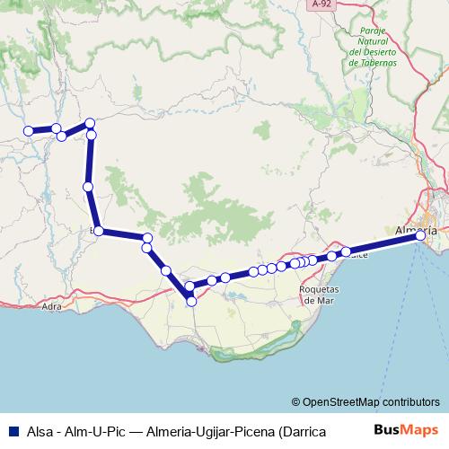Alsa - Alm-U-Pic bus Line Map