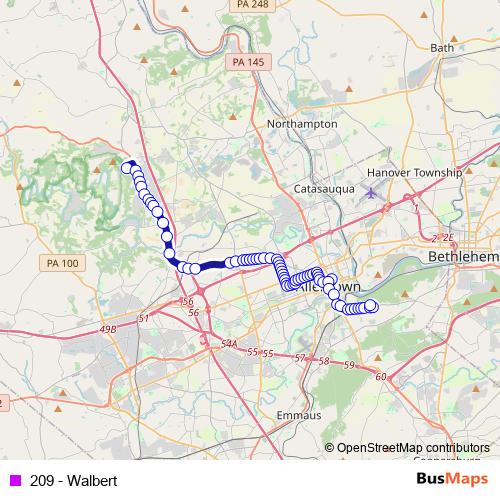 209 - Walbert bus Line Map