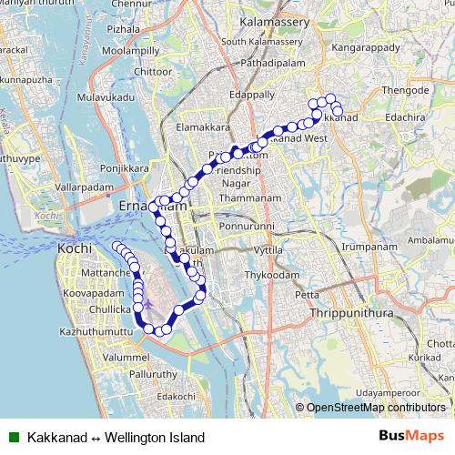 Kakkanad ↔ Wellington Island bus Line Map