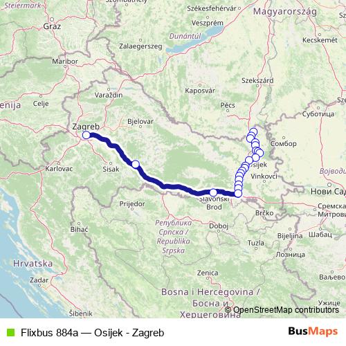 Flixbus 884a bus Line Map