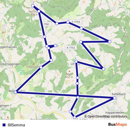 685emma bus Line Map