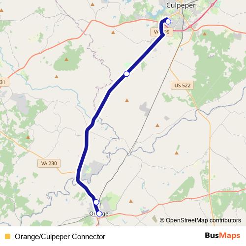 Orange/Culpeper Connector bus Line Map