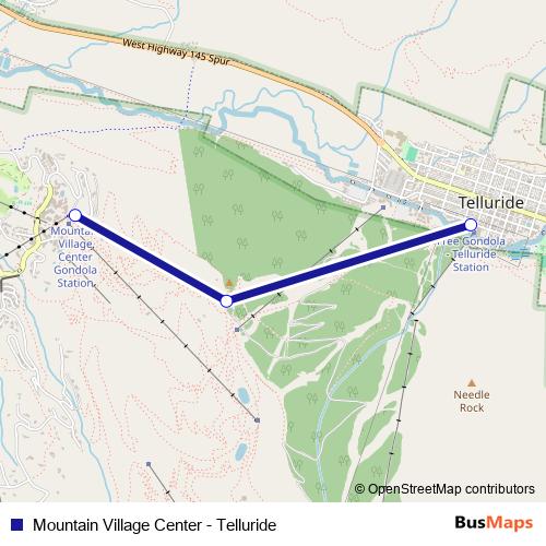 Mountain Village Center - Telluride cable-car Line Map