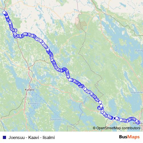 Joensuu - Kaavi - Iisalmi bus Line Map