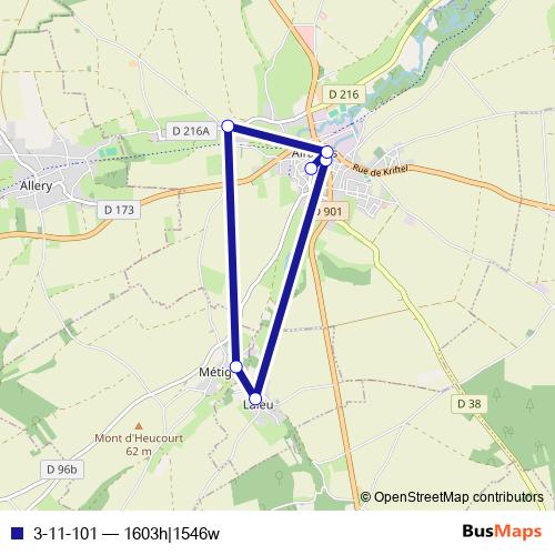 3-11-101 bus Line Map