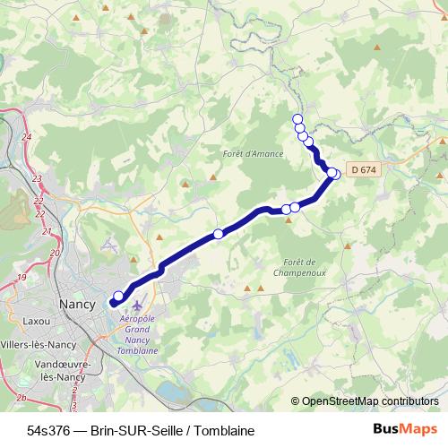 54s376 bus Line Map