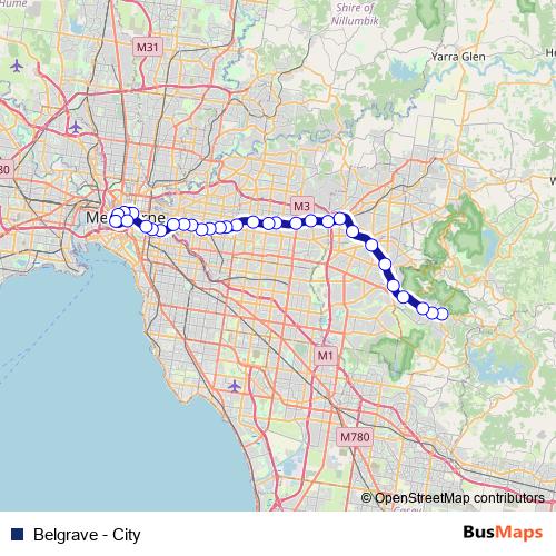 Belgrave - City metro Line Map