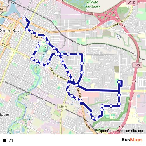 71 bus Line Map