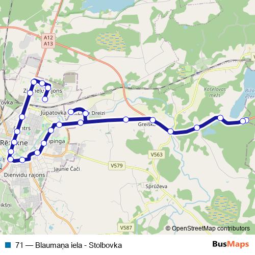 71 bus Line Map
