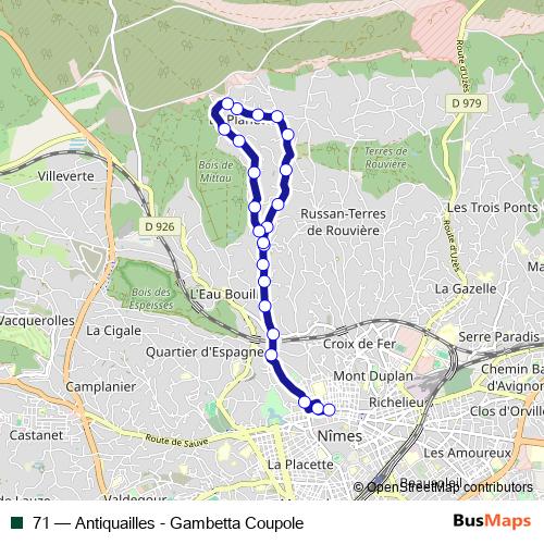 71 bus Line Map