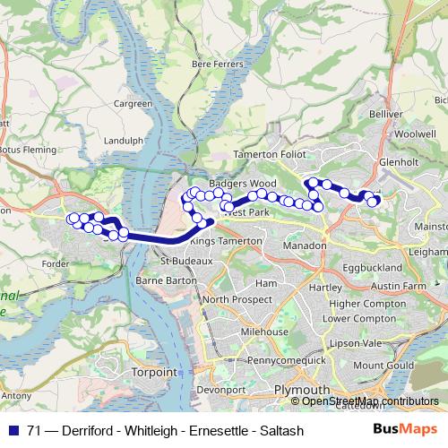 71 bus Line Map