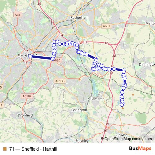 71 bus Line Map