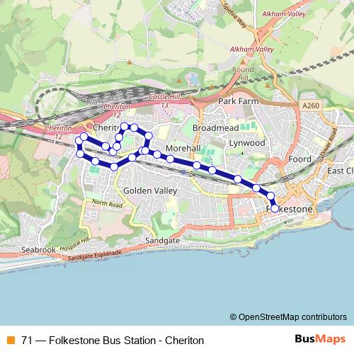71 bus Line Map