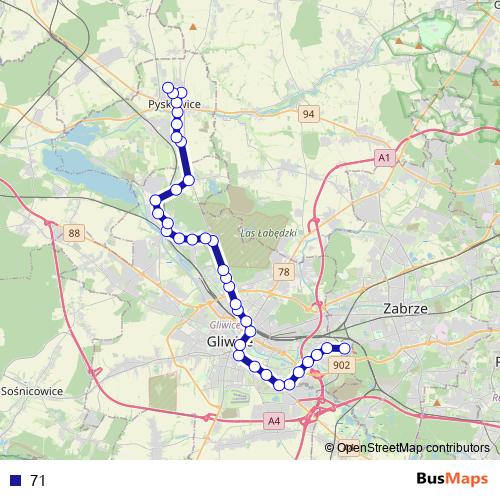 71 bus Line Map