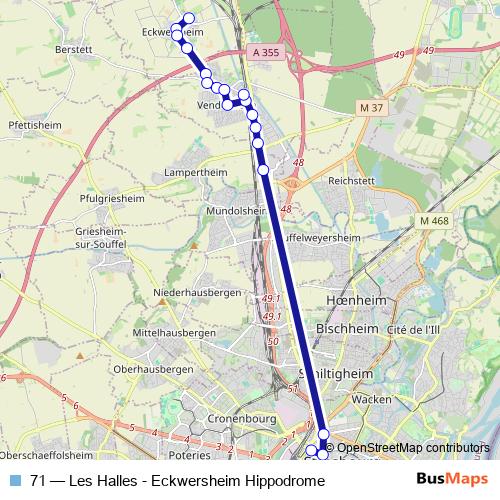 71 bus Line Map