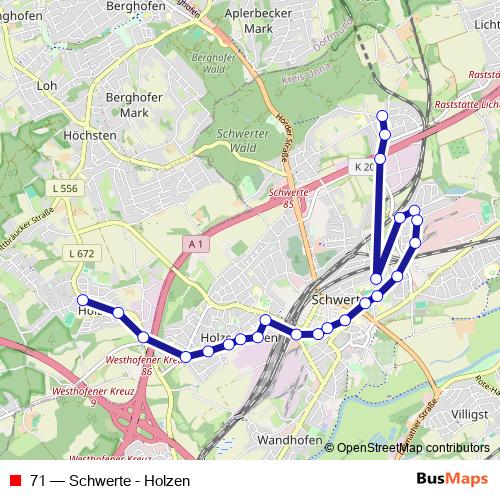 71 bus Line Map