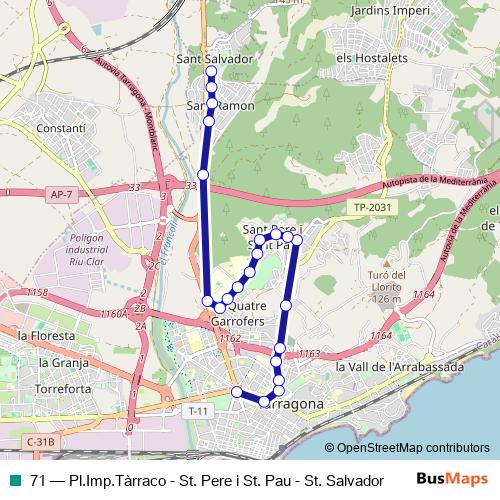 71 bus Line Map