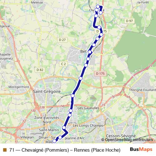 71 bus Line Map