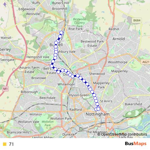 71 bus Line Map