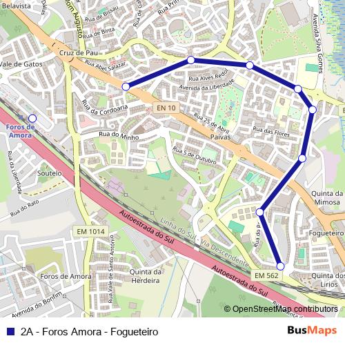 2A - Foros Amora - Fogueteiro bus Line Map