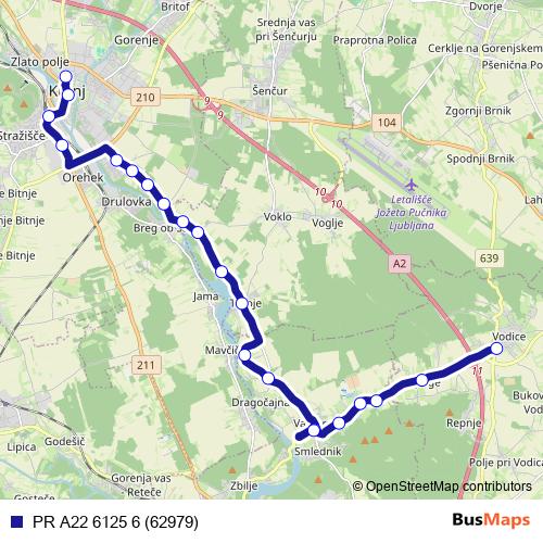 PR A22 6125 6 (62979) bus Line Map