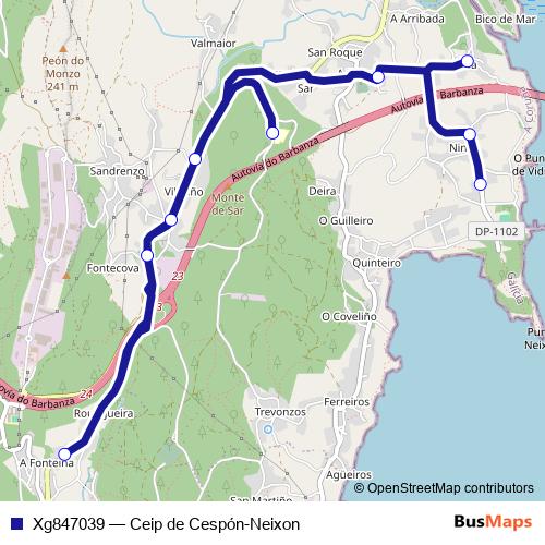 Xg847039 bus Line Map