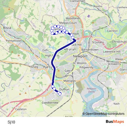Sj10 bus Line Map