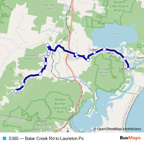 S385 bus Line Map
