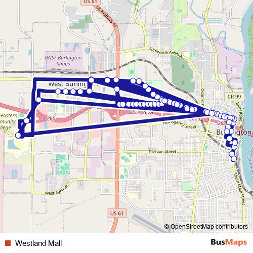 Westland Mall bus Line Map