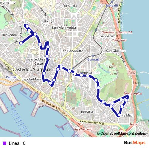Linea 10 bus Line Map