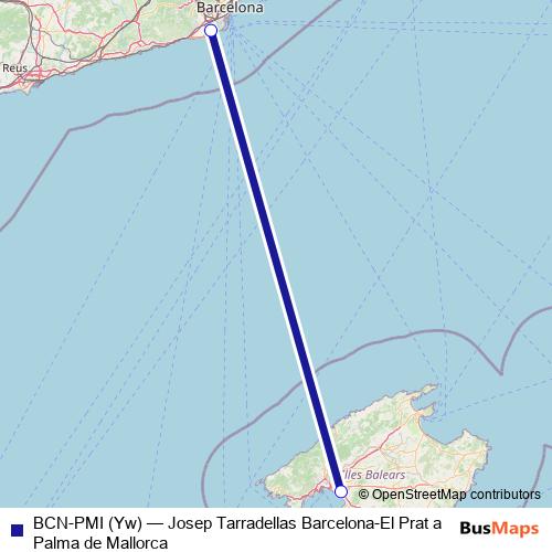 BCN-PMI (Yw) air Line Map