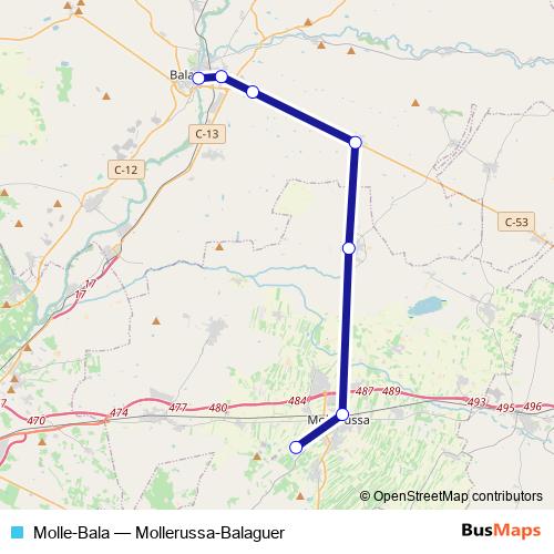 Molle-Bala bus Line Map