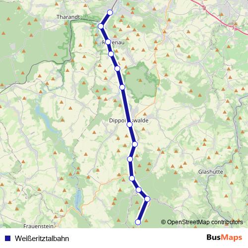 Weißeritztalbahn rail Line Map