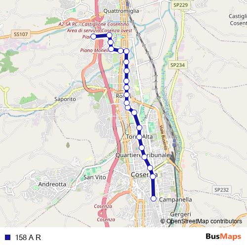 158 A R bus Line Map