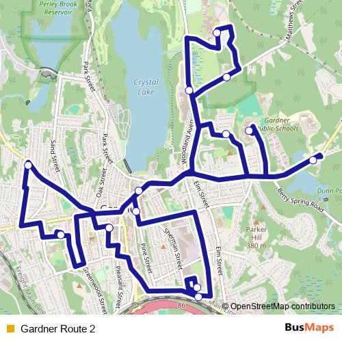 Gardner Route 2 bus Line Map