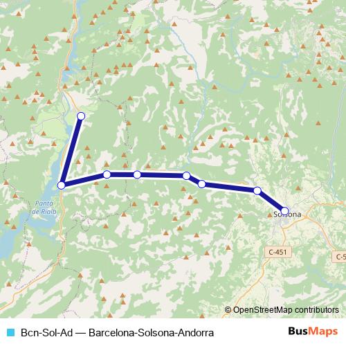 Bcn-Sol-Ad bus Line Map