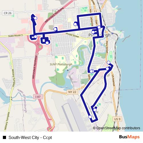 South-West City - Ccpt bus Line Map