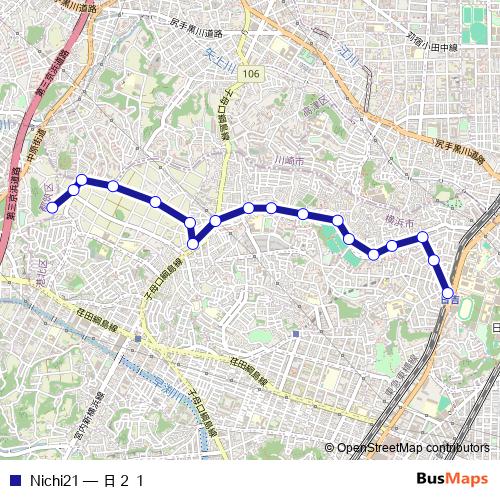 Nichi21 bus Line Map