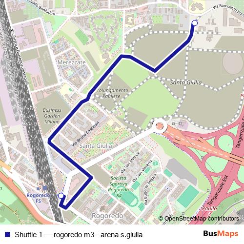 Shuttle 1 bus Line Map