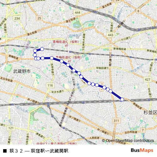 荻３２ bus Line Map