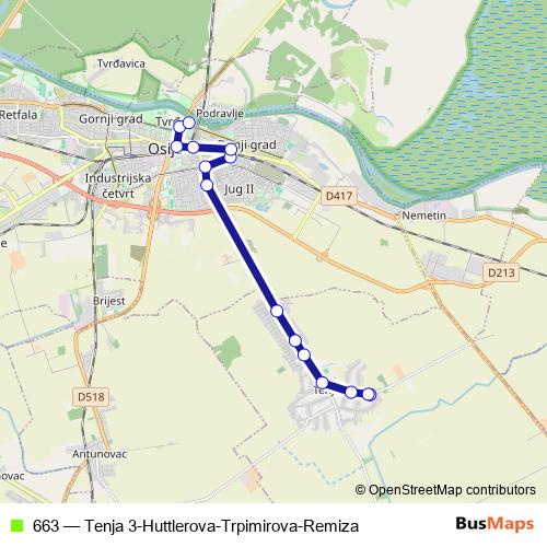 663 bus Line Map